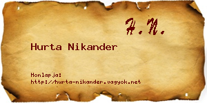 Hurta Nikander névjegykártya